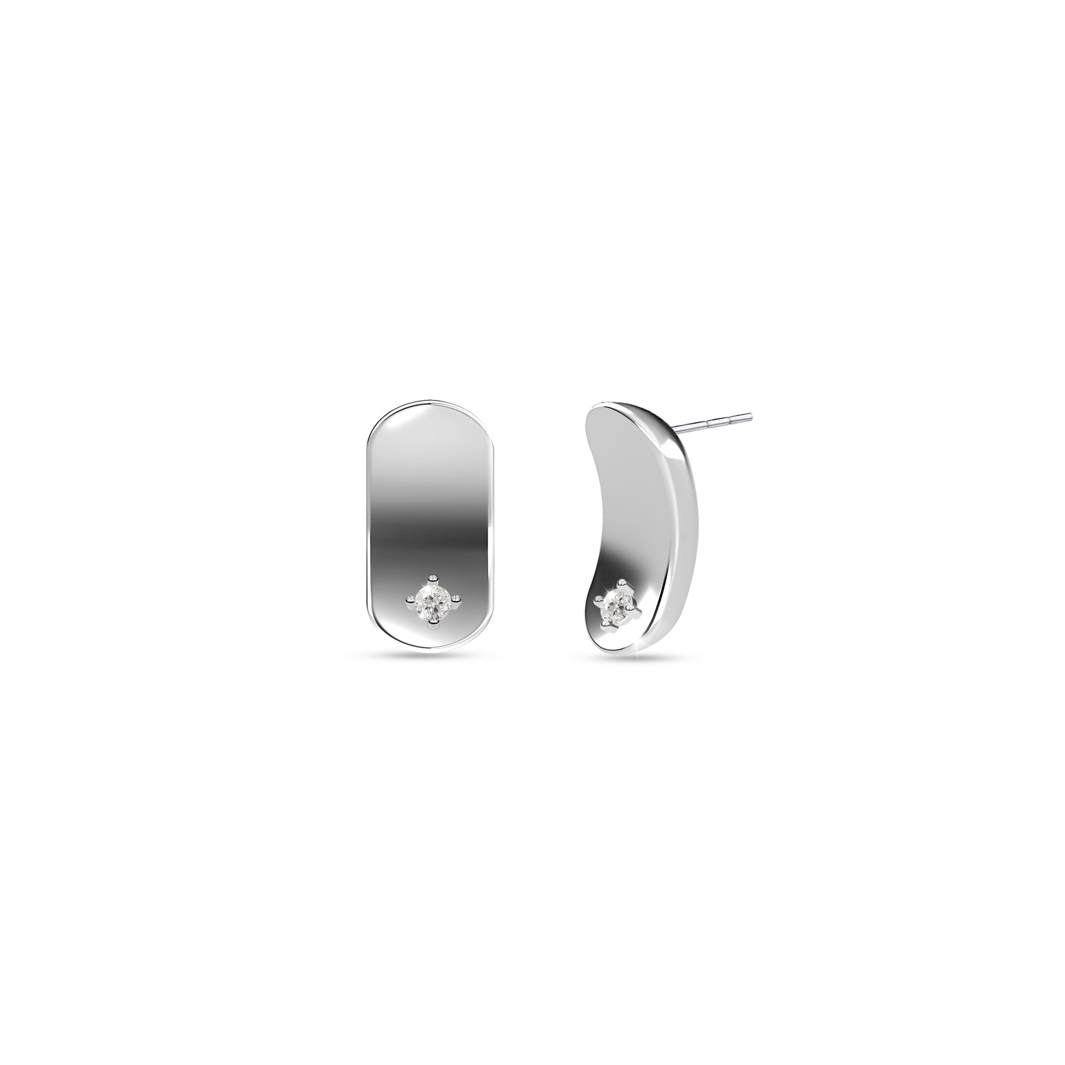 Etelle sterling silver flower petal stud earrings with lab-grown diamonds