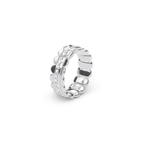 Etelle sterling silver flower petal ring with a lab-grown diamond center rail