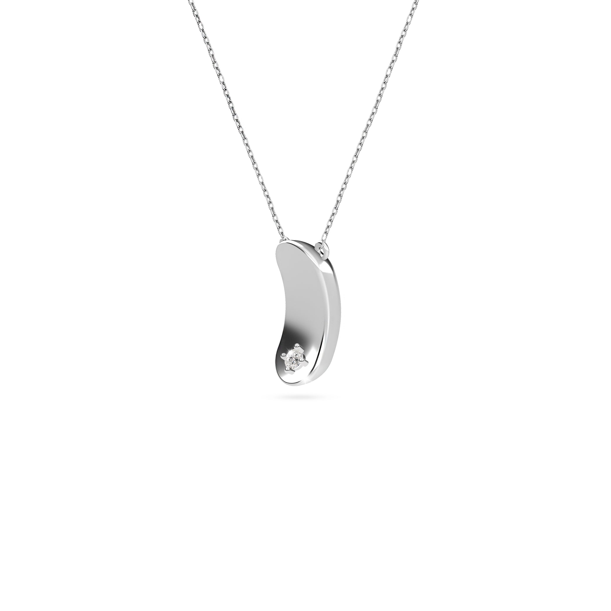 Etelle minimalist sterling silver pendant necklace with a flower petal design and lab-grown diamond