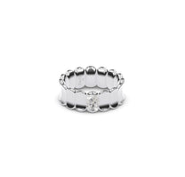 Etelle sterling silver flower petal ring with a lab-grown diamond
