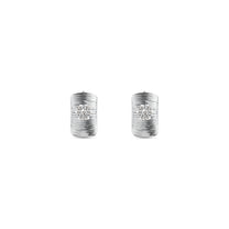 Etelle sterling silver hoop earrings with lab-grown diamonds and engraved line texture