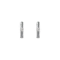 Etelle sterling silver hoop earrings with lab-grown diamonds and engraved line texture