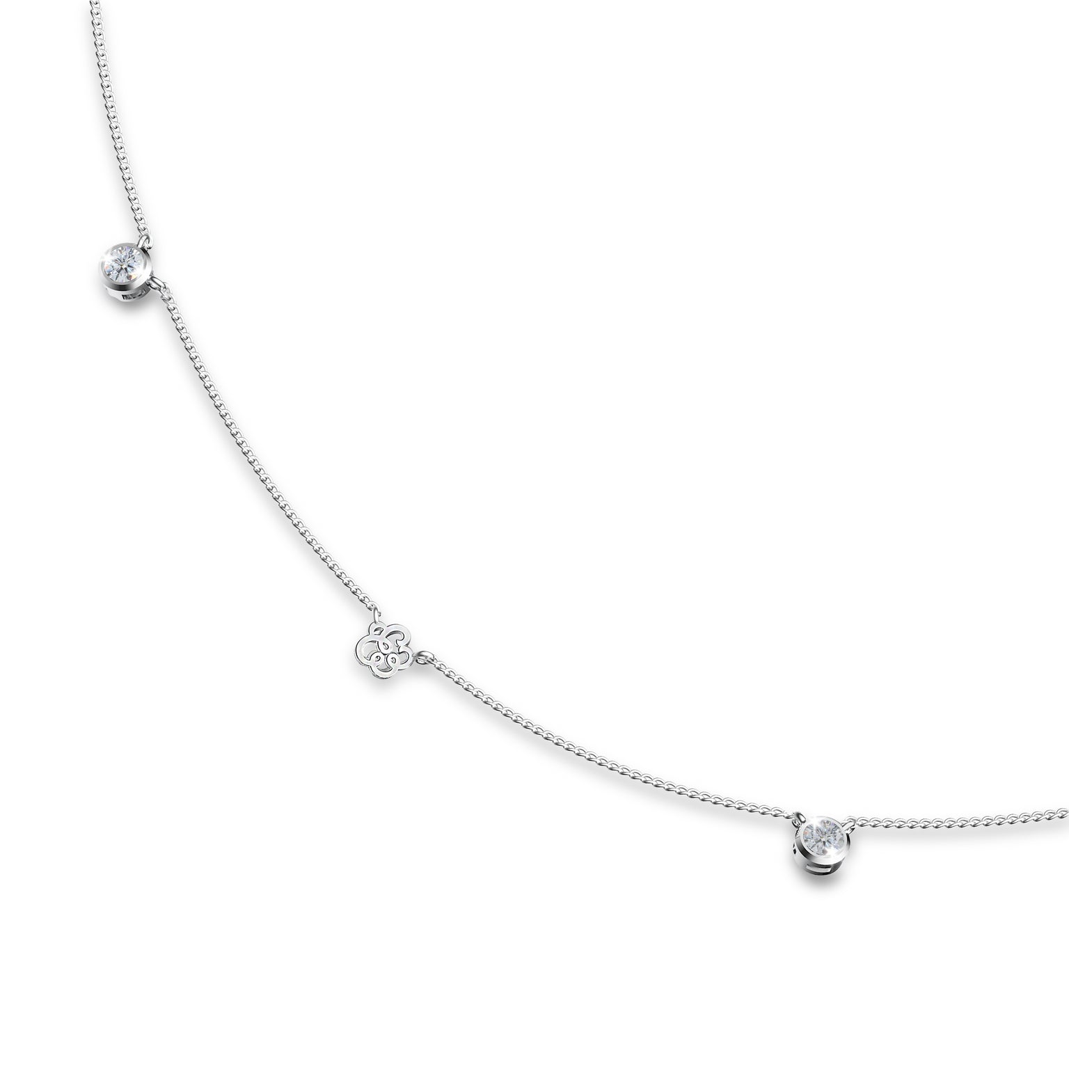 Etelle signature emblem pendant necklace in sterling silver with a lab-grown diamond