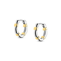 Etelle two-tone hoop earrings in sterling silver with an intertwined design