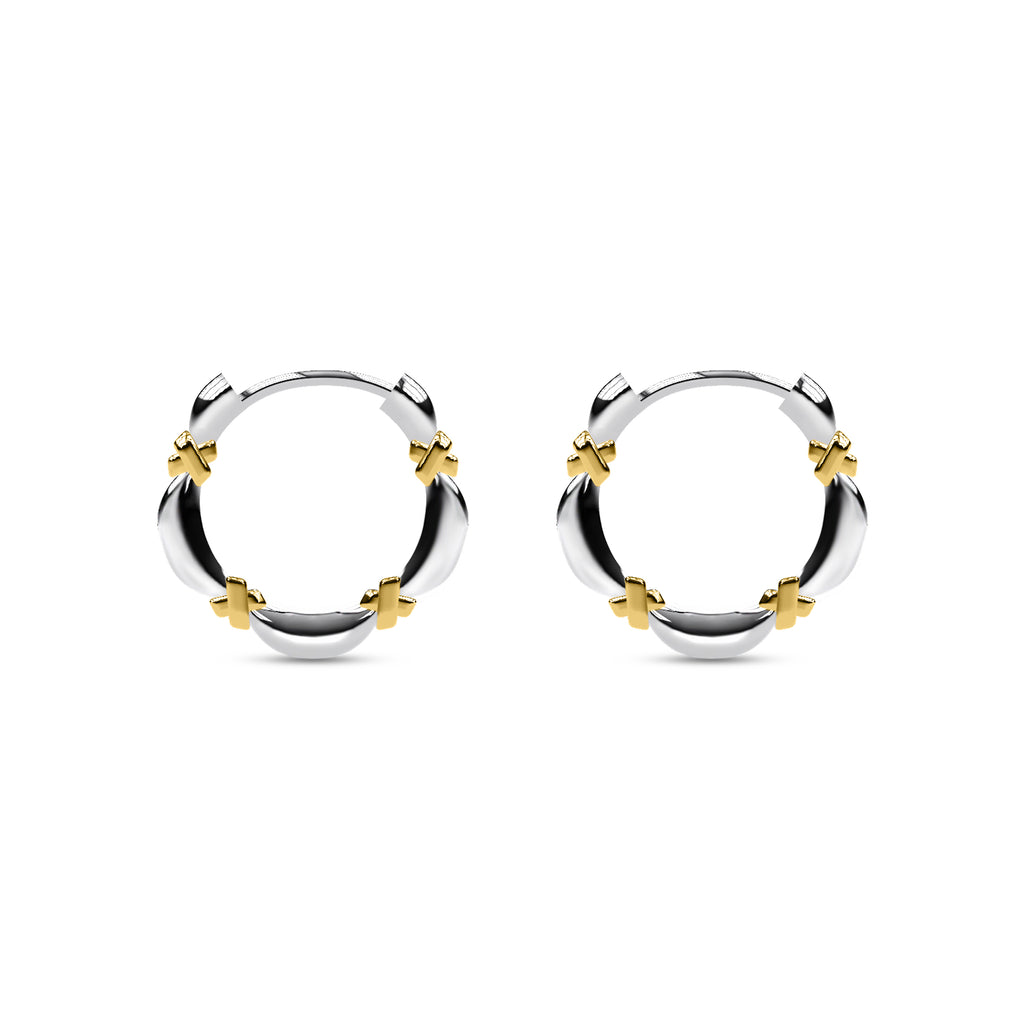 Etelle two-tone hoop earrings in sterling silver with an intertwined design