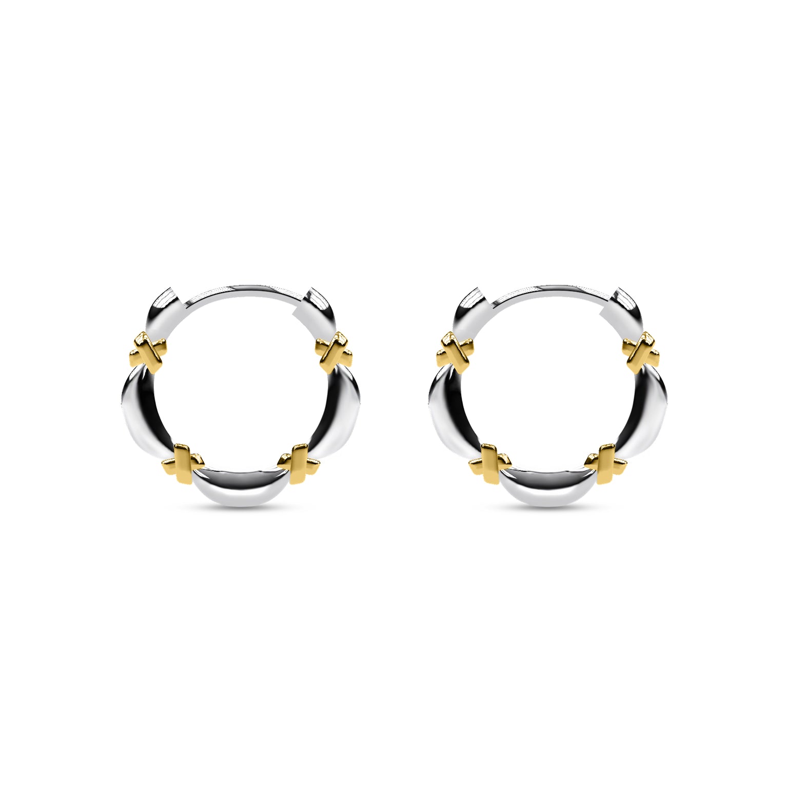 Etelle two-tone hoop earrings in sterling silver with an intertwined design