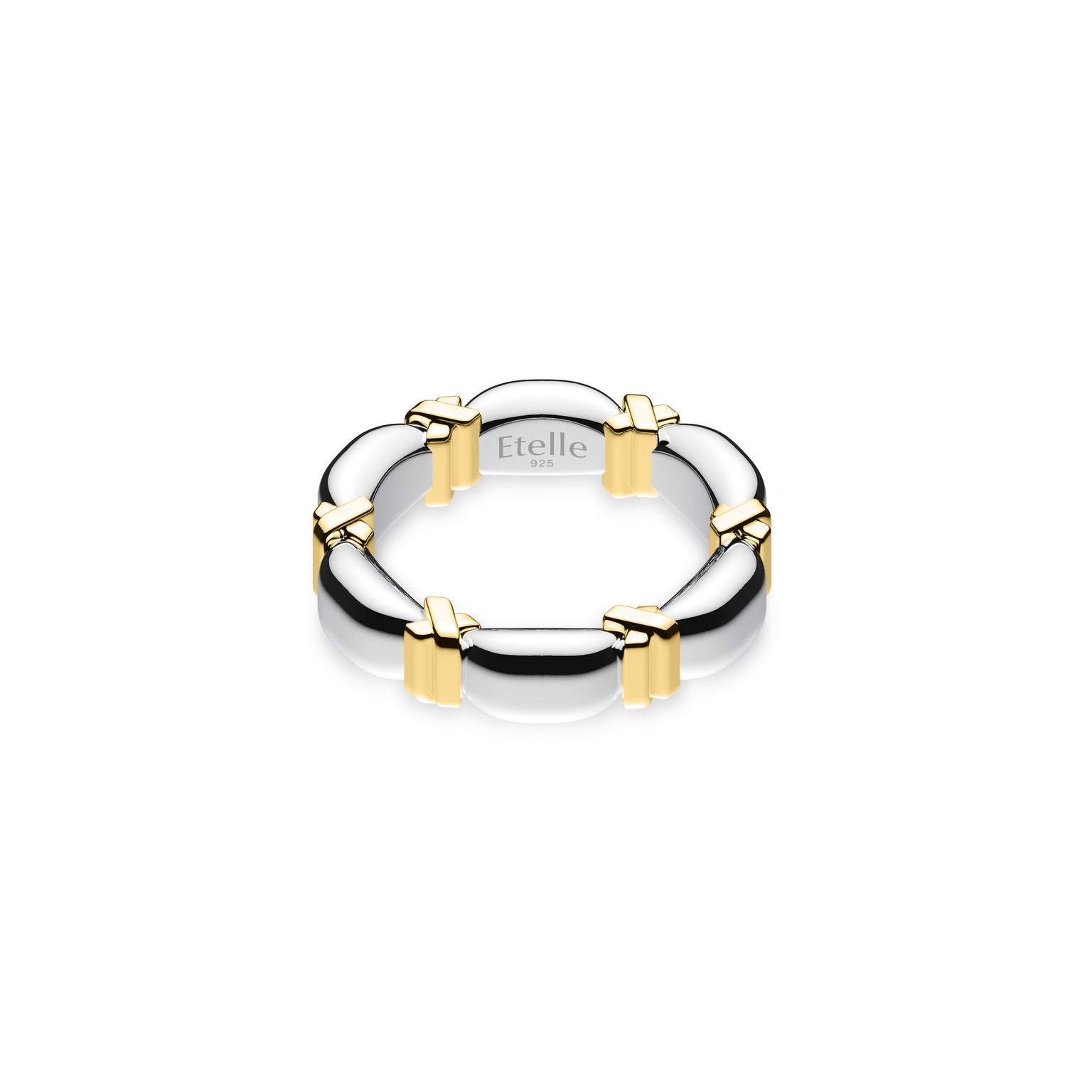 Etelle two-tone sterling silver ring with an intertwined design