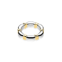 Etelle two-tone sterling silver ring with an intertwined design