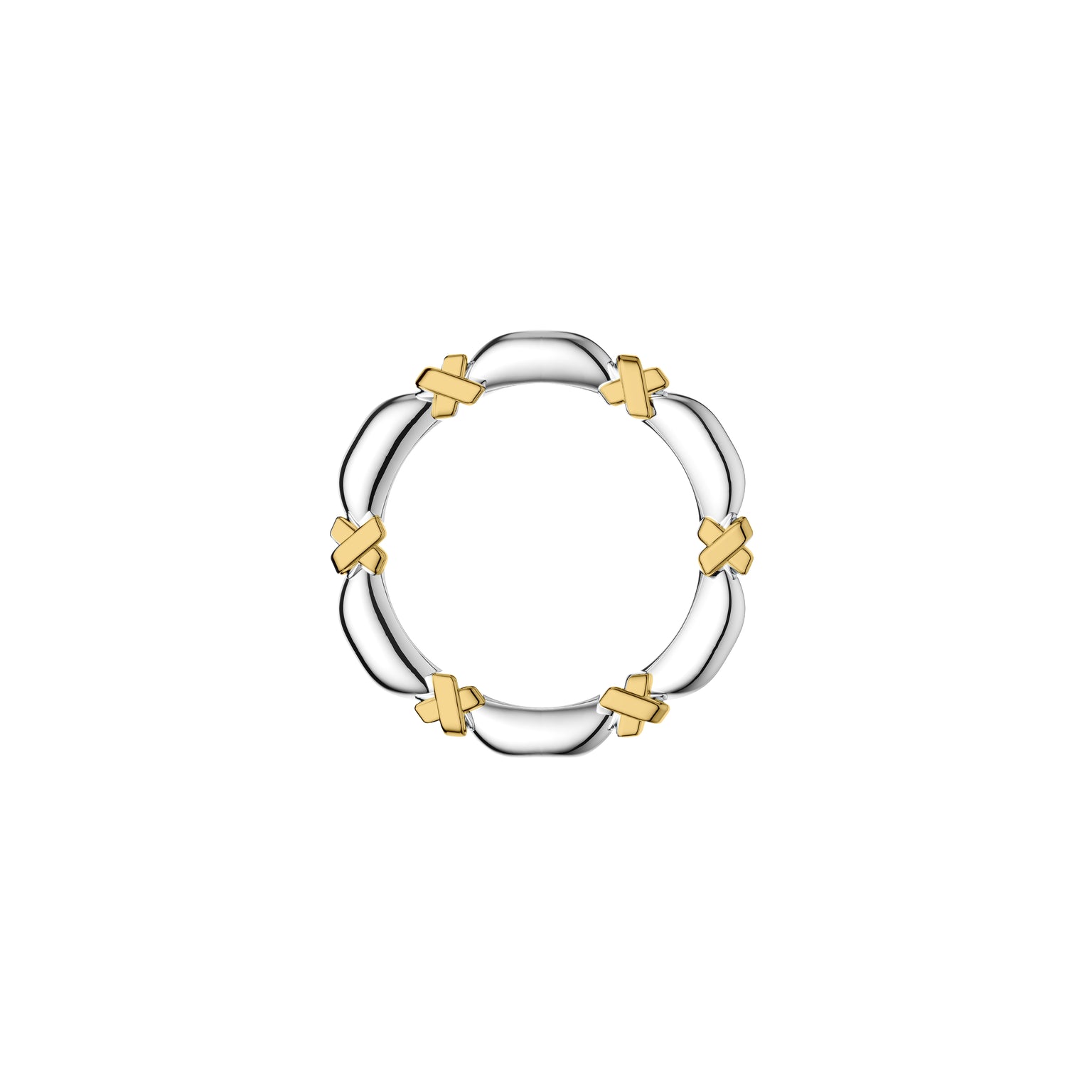 Etelle two-tone sterling silver ring with an intertwined design