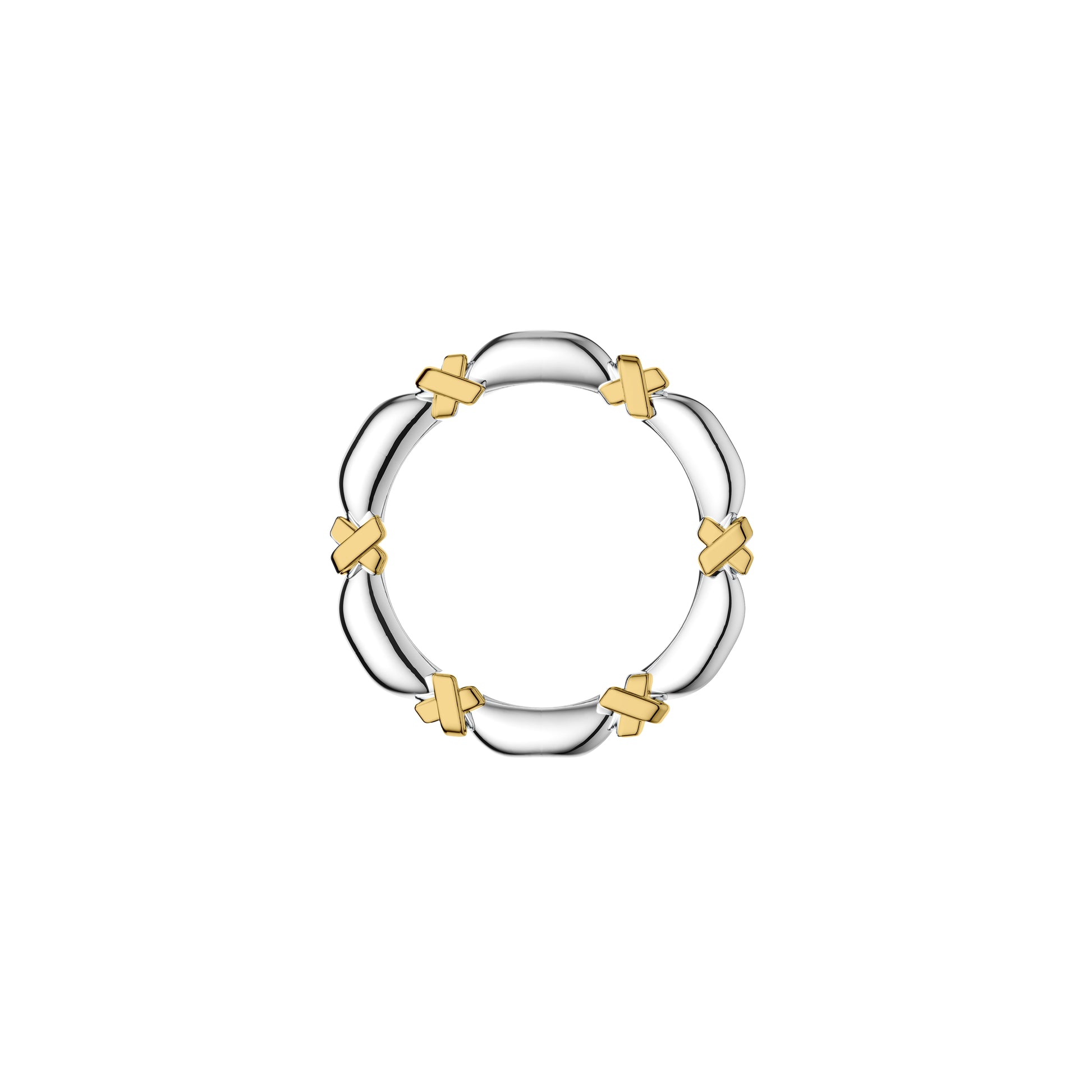 Etelle two-tone sterling silver ring with an intertwined design