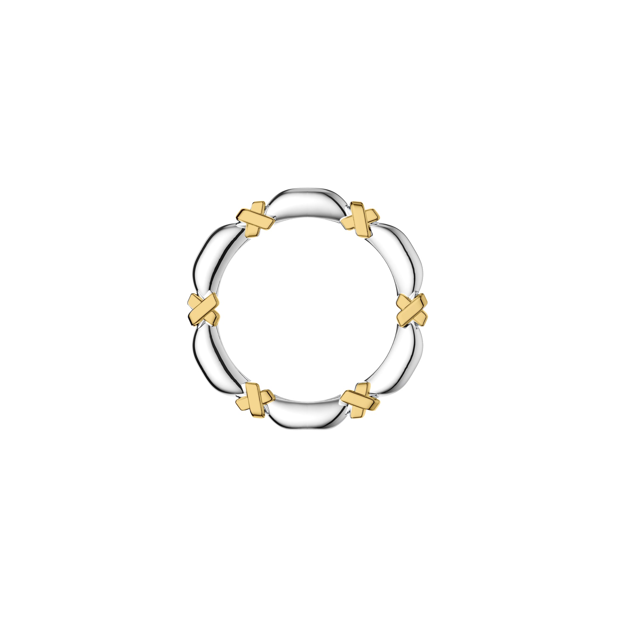 Etelle two-tone sterling silver ring with an intertwined design