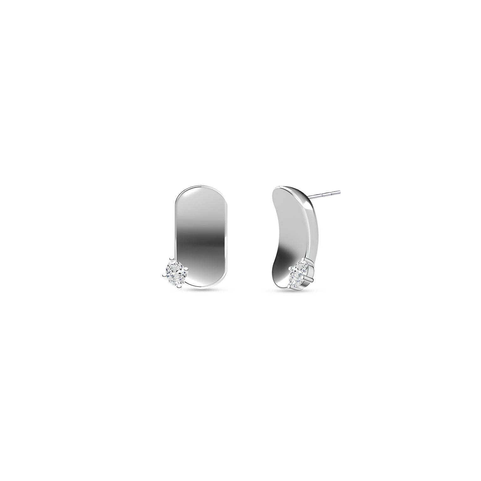Etelle sterling silver flower petal stud earrings with lab-grown diamonds