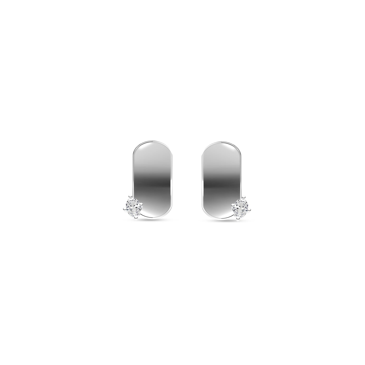 Etelle sterling silver flower petal stud earrings with lab-grown diamonds