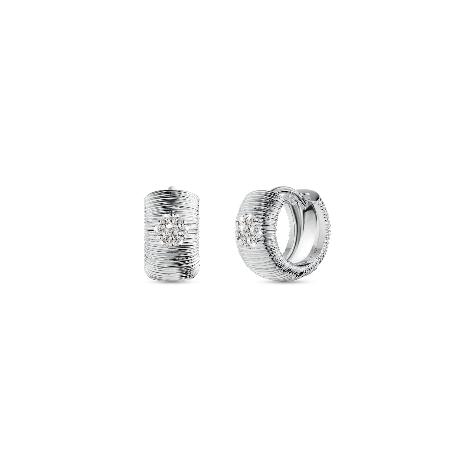 Etelle sterling silver hoop earrings with lab-grown diamonds and textured finish