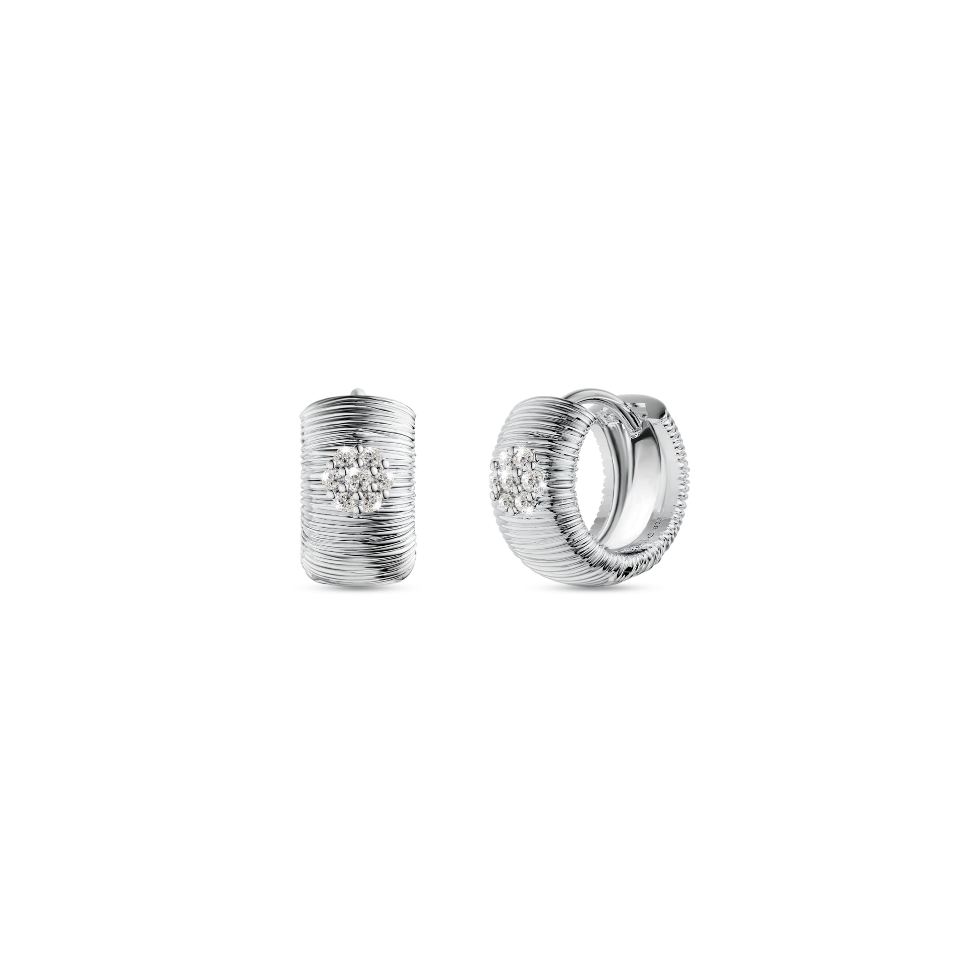 Etelle sterling silver hoop earrings with lab-grown diamonds and textured finish