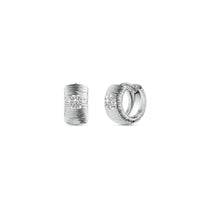 Etelle sterling silver hoop earrings with lab-grown diamonds and textured finish