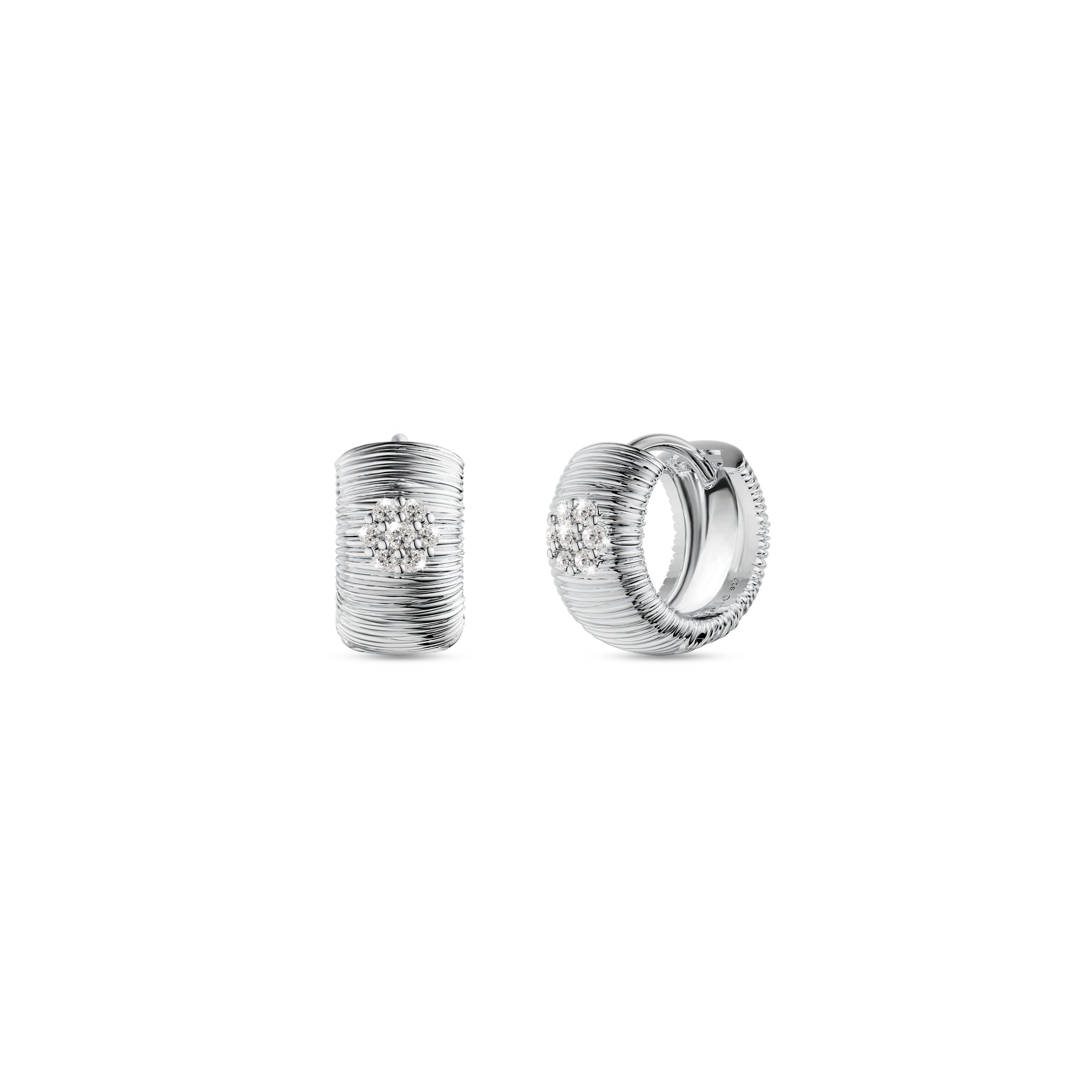 Etelle sterling silver hoop earrings with lab-grown diamonds and textured finish